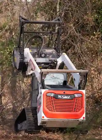 Mulcher head-on in thick brush
